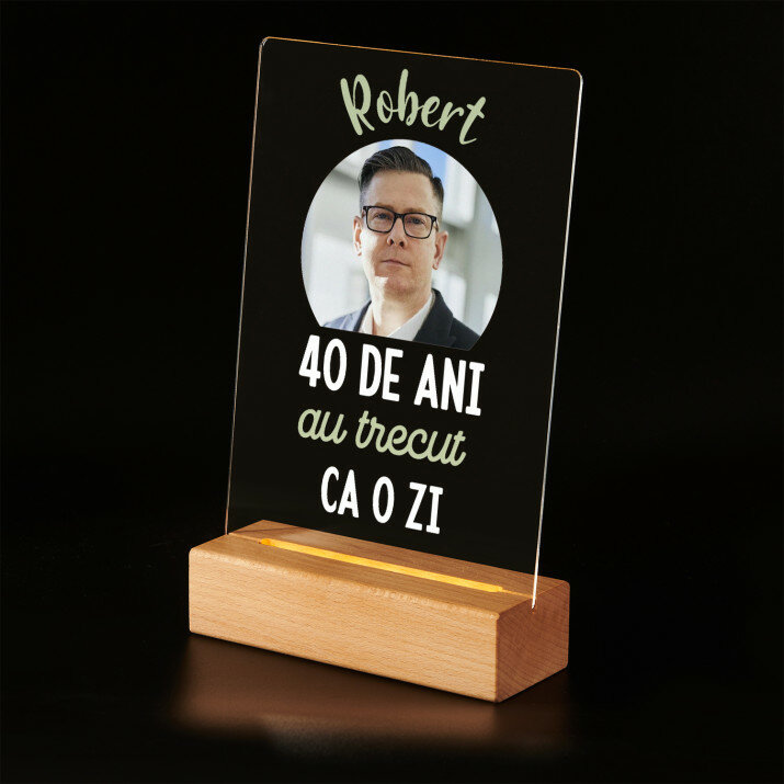 40 de ani au trecut - Imprimare pe sticlă acrilică cu suport LED