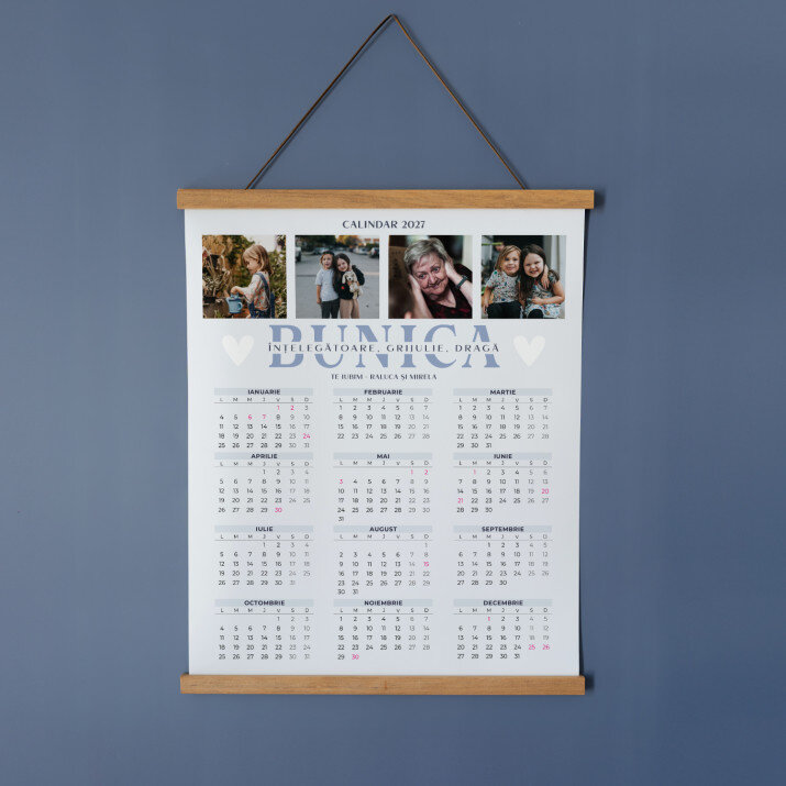 Bunica - Calendar cu lamele din lemn Bunica - Calendar cu lamele din lemn