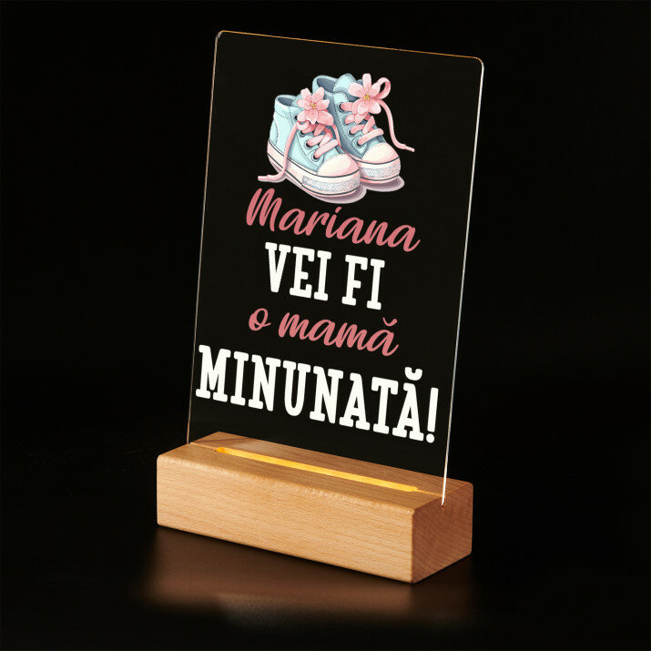 Vei fi o mamă minunată - Imprimare pe sticlă acrilică cu suport LED
