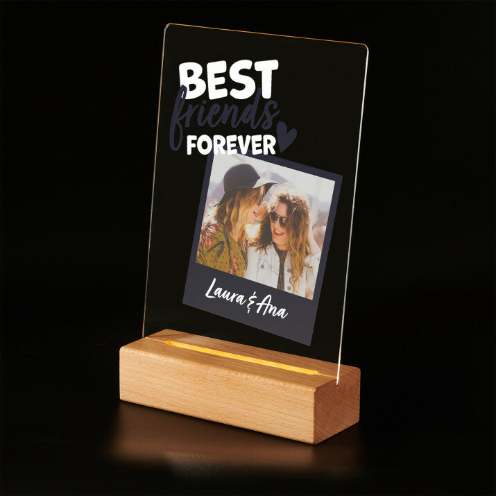 Best friends forever - Imprimare pe sticlă acrilică cu suport LED
