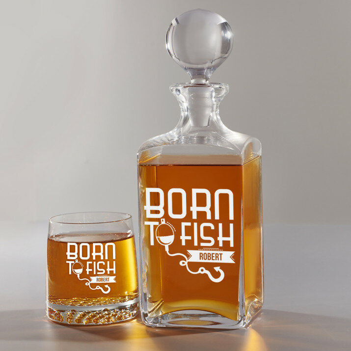 Born to fish - Set cu carafă și pahare pentru whisky