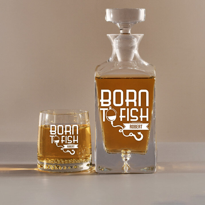Born to fish - Set cu carafă și pahare pentru whisky Born to fish - Set cu carafă și pahare pentru whisky