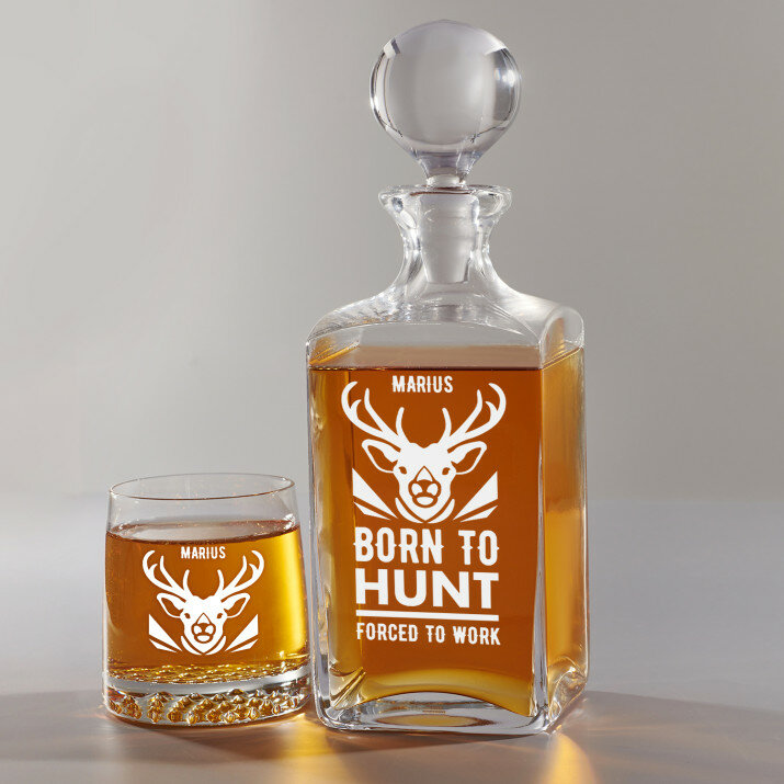 Born to hunt - Set cu carafă și pahare pentru whisky