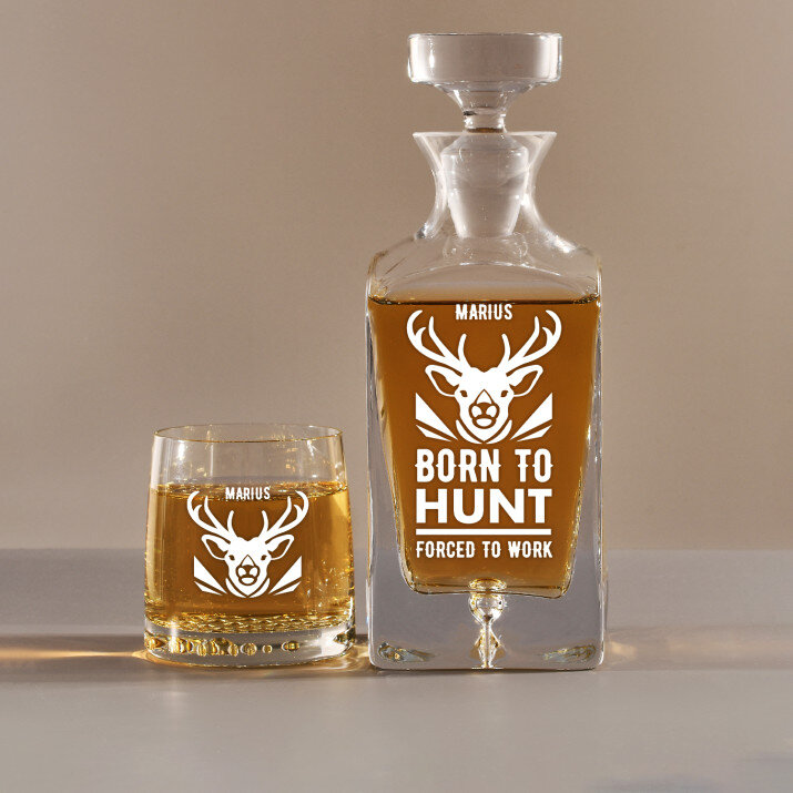 Born to hunt - Set cu carafă și pahare pentru whisky