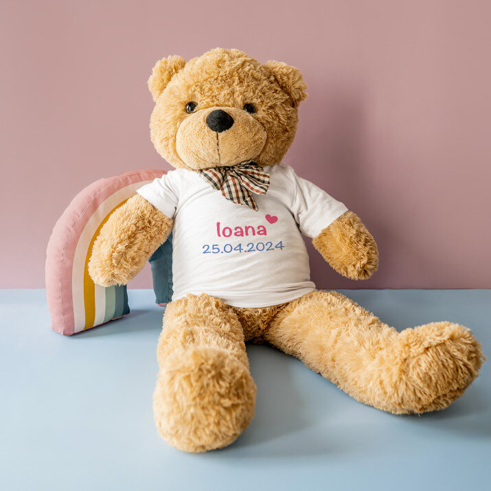 Dată + nume - Ursuleț de pluș 90 cm