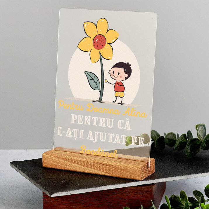 Pentru ajutorul educatoarei - Imprimare pe sticlă acrilică