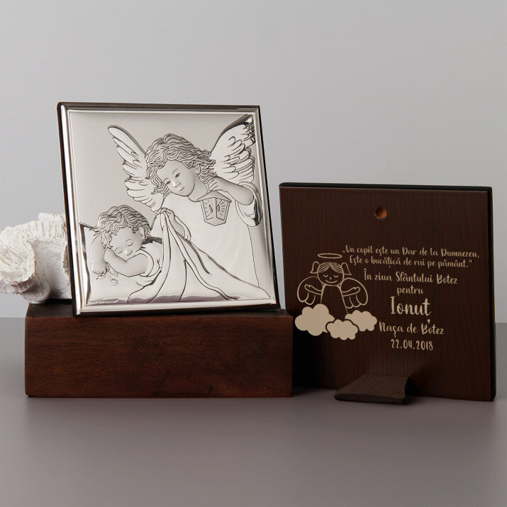 Un copil este un dar de la Dumnezeu - Îngeraș cu felinar - Imagine argintie