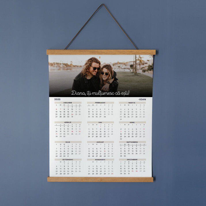 Vă mulțumim pentru că sunteți - Calendar cu lamele din lemn