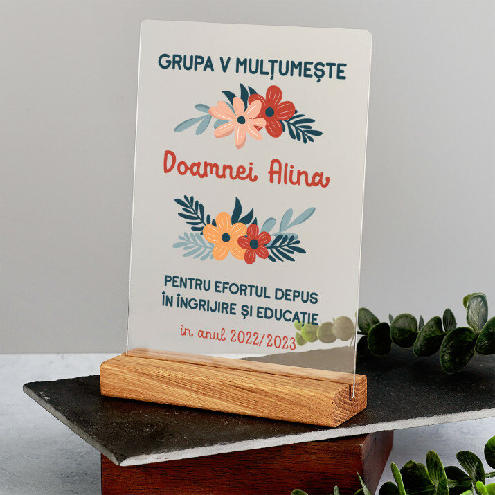 Vă mulțumim pentru grijă și educație - Imprimare pe sticlă acrilică
