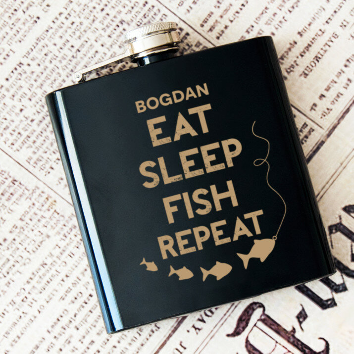 Eat, sleep, fish - Ploscă neagră