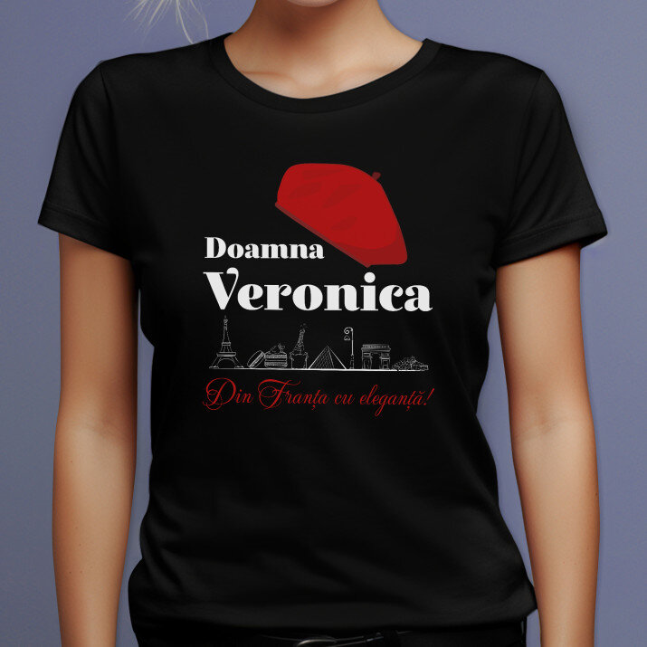 Francja elegancja! - Tricou negru pentru femei