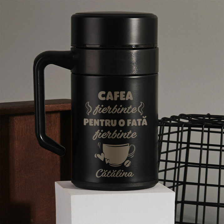 Cafea fierbinte - Cană termică cu mâner