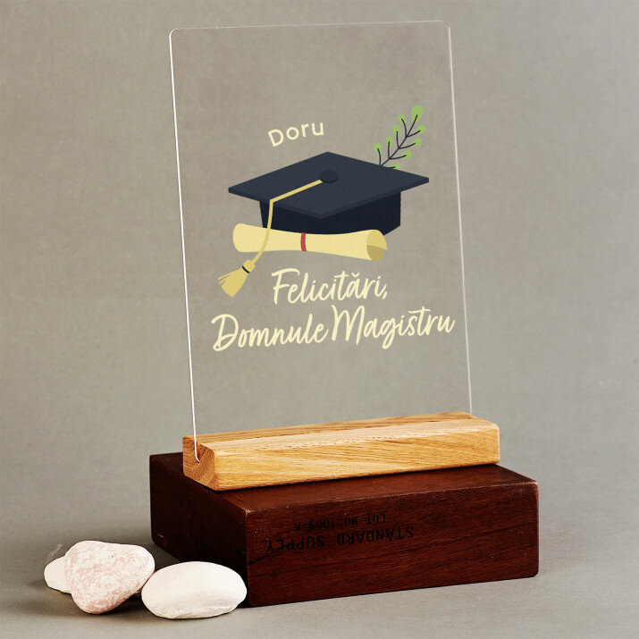 Felicitări, domnule magistru - Imprimare pe sticlă acrilică