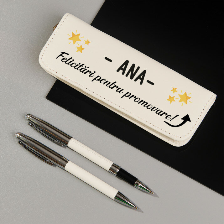Felicitări pentru promovare - Set de scris în penar de piele
