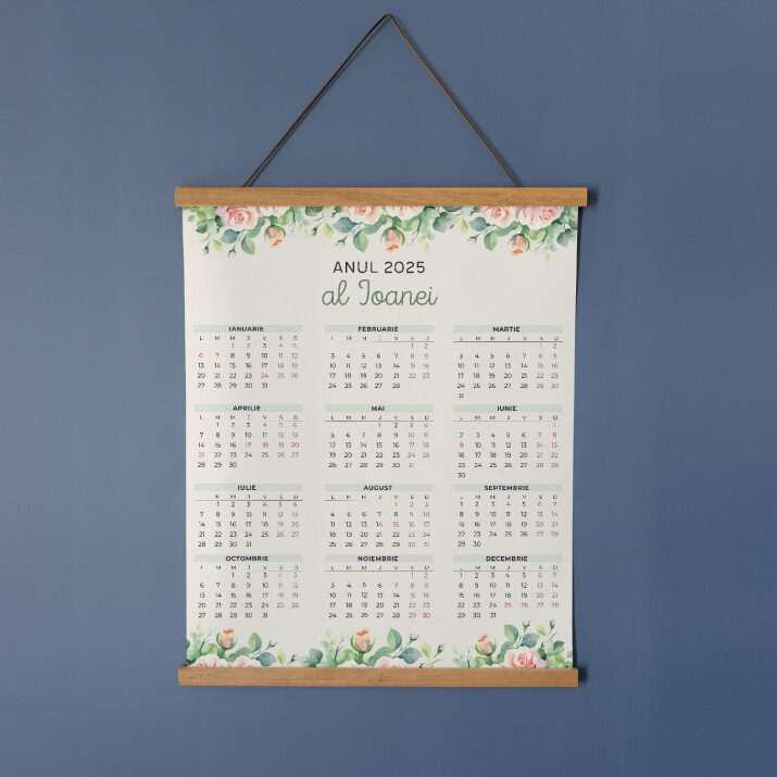 Nume flori - Calendar cu lamele din lemn