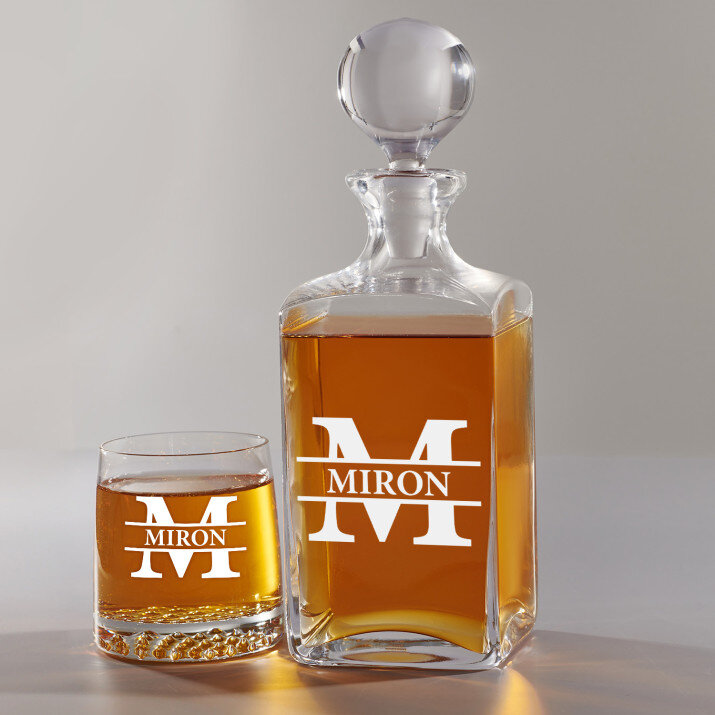 Inițială cu nume - Set cu carafă și pahare pentru whisky