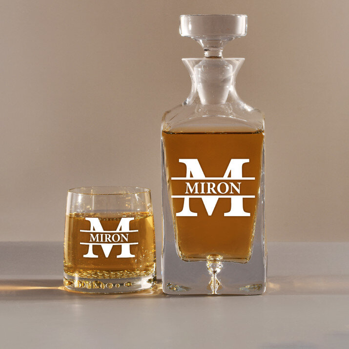 Inițială cu nume - Set cu carafă și pahare pentru whisky
