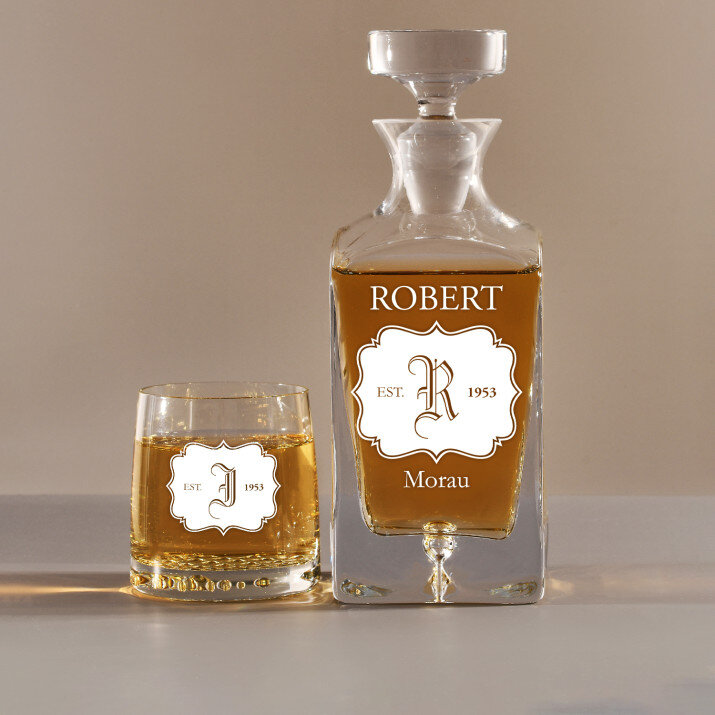 Inițiale - Set cu carafă și pahare pentru whisky