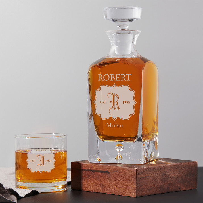 Inițiale - Set cu carafă și pahare pentru whisky