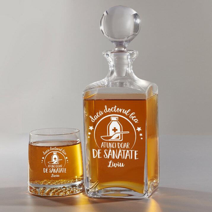 Dacă doctorul bea - Set cu carafă și pahare pentru whisky