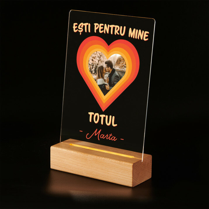 Ești pentru mine totul - Imprimare pe sticlă acrilică cu suport LED