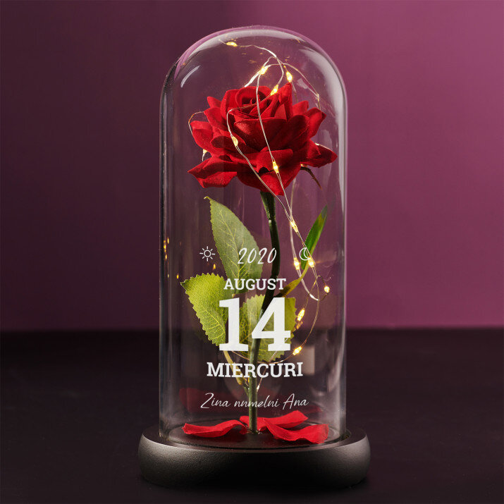 Pagină din calendar - Trandafirul etern în sticlă