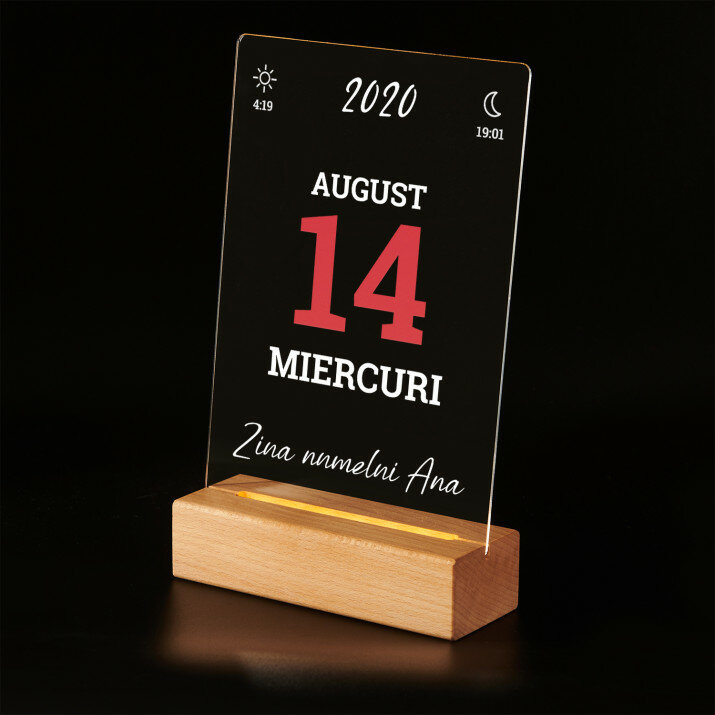 Pagină din calendar - Imprimare pe sticlă acrilică cu suport LED