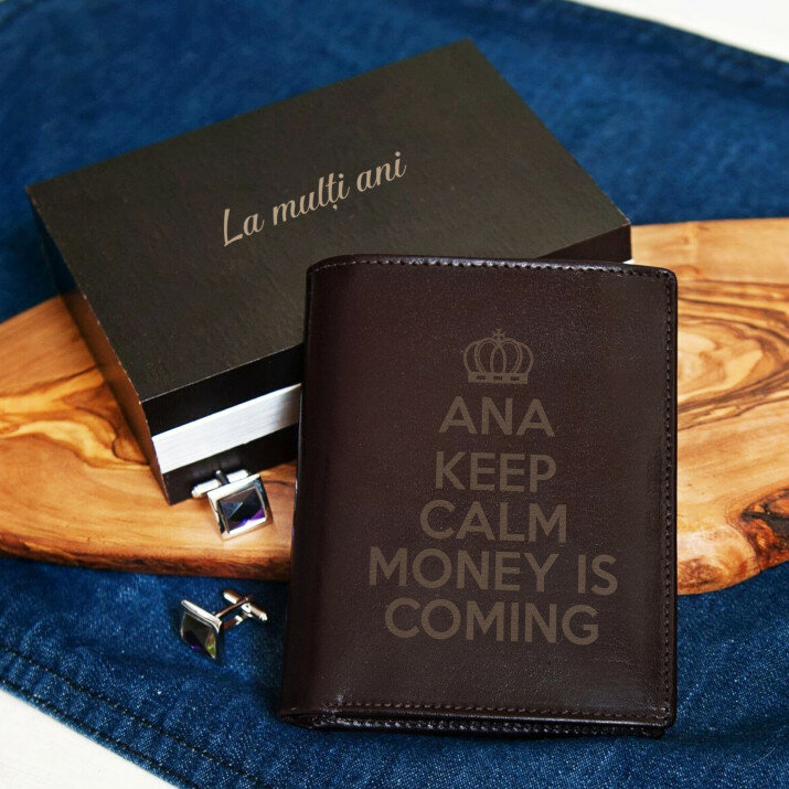 Keep calm - Portofel de piele