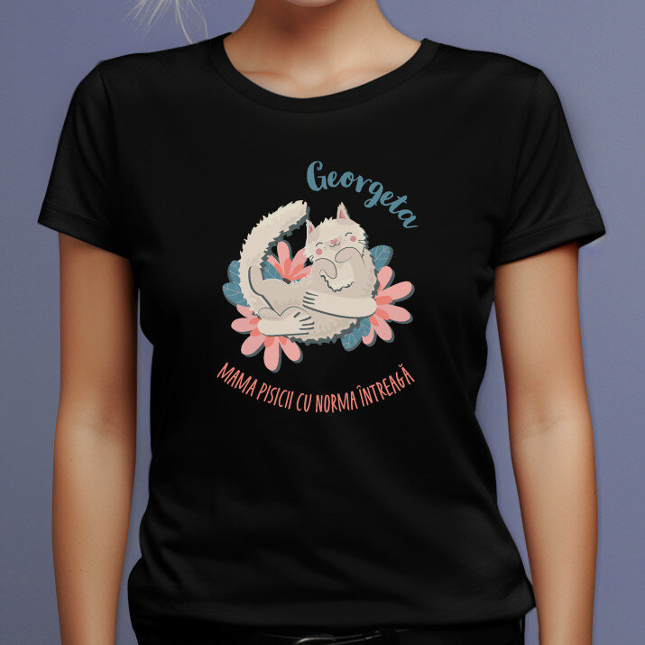 Mama pisicii - Tricou negru pentru femei