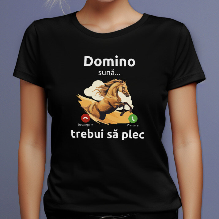 Calul sună - Tricou negru pentru femei