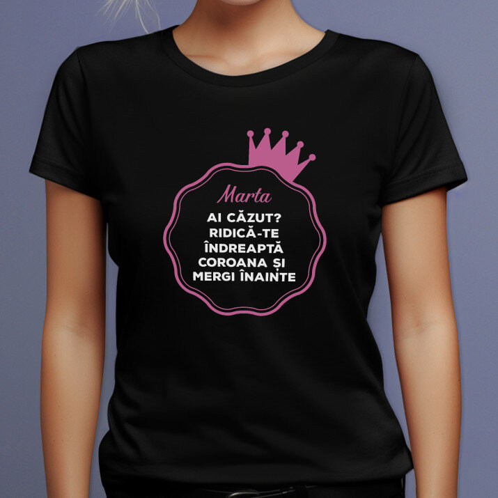 Coroană - Tricou negru pentru femei
