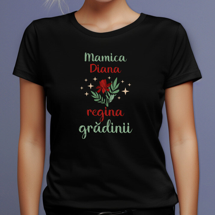 Regina grădinii - Tricou negru pentru femei