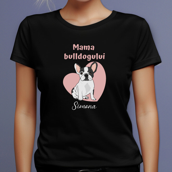 Mama bulldogului - Tricou negru pentru femei