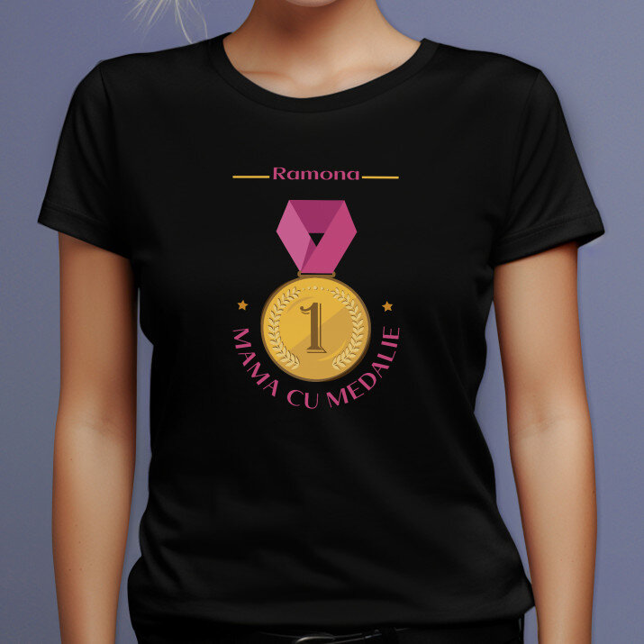 Mama cu medalie - Tricou negru pentru femei