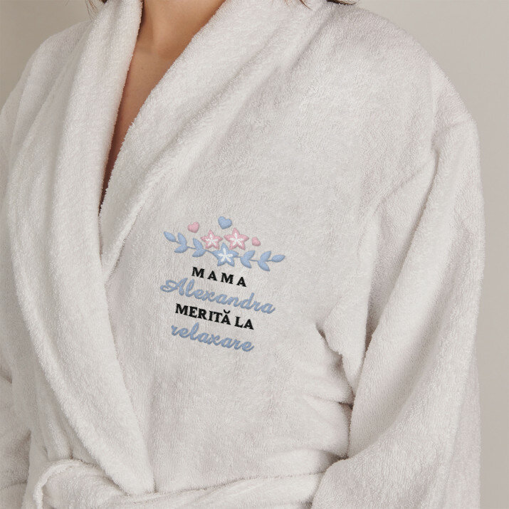 Mama merită la relaxare - Halat alb pentru femei