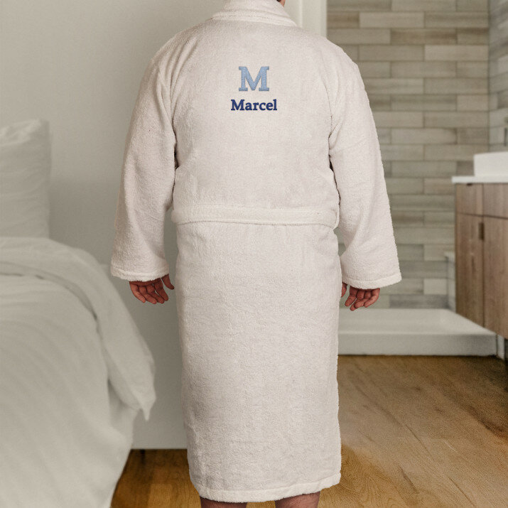 Monogramă prenume 2 - Halat alb pentru bărbați