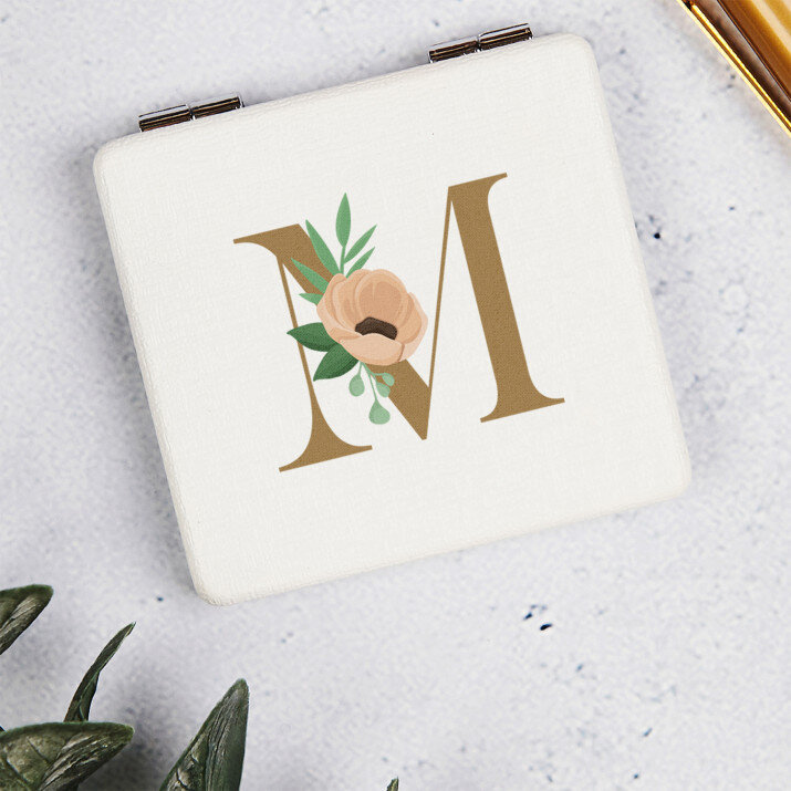 Monogramă flori - Oglindă de buzunar