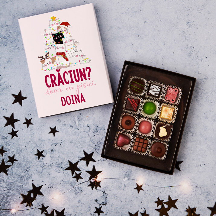 crăciun cu pisici - Praline din ciocolată belgiană