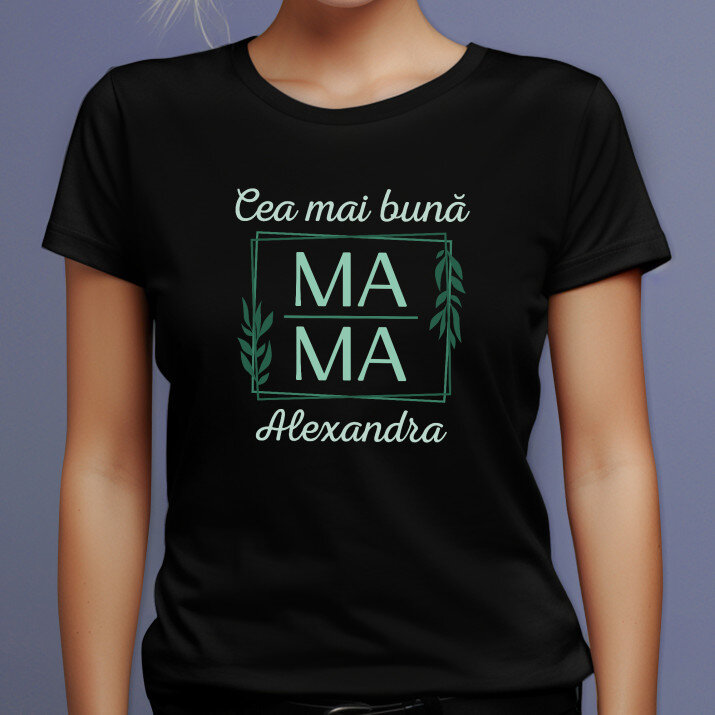 Cea mai bună mamă frunze - Tricou negru pentru femei
