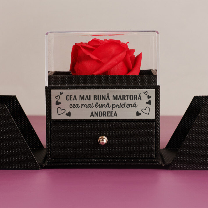 Cea mai bună martoră, cea mai bună prietenă - Trandafir etern în cutie de bijuterii