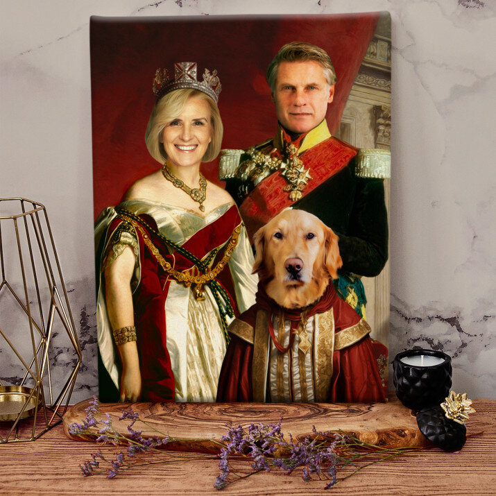 Cuplul regal cu animalele lor - Portret Regal Cuplul regal cu animalele lor - Portret Regal