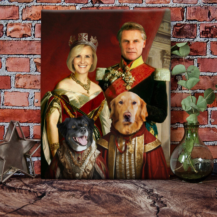 Cuplul regal cu animalele lor - Portret Regal
