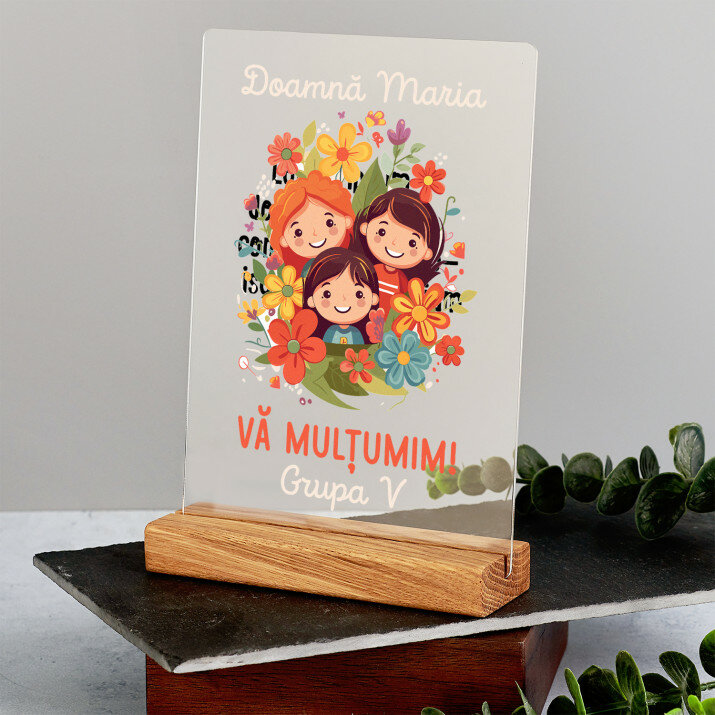 Mulțumiri pentru educatoare - Imprimare pe sticlă acrilică