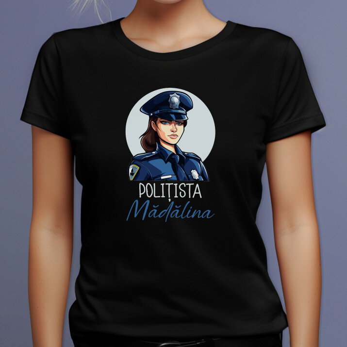 Polițistă - Tricou negru pentru femei
