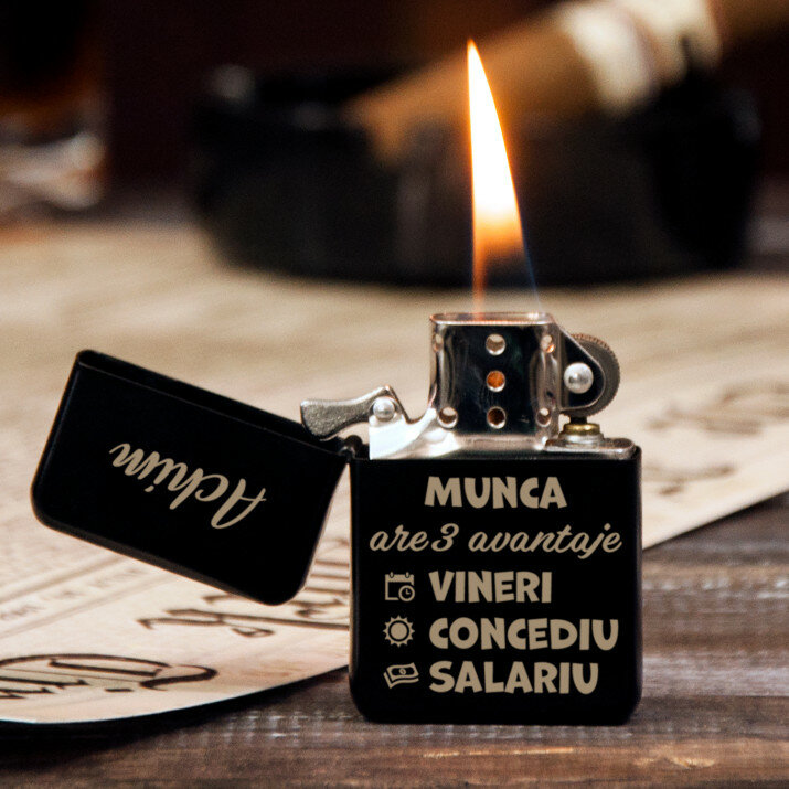 Munca are 3 avantaje - Brichetă pe benzină