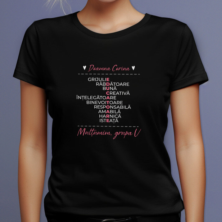 Educatoare trăsături - Tricou negru pentru femei