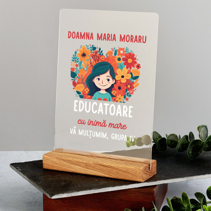  educatoare cu inimă mare - Imprimare pe sticlă acrilică