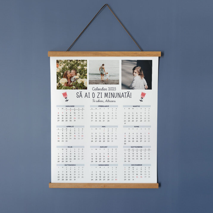 Să ai o zi minunată - Calendar cu lamele din lemn
