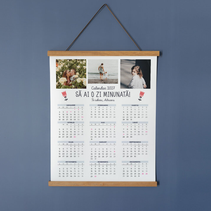 Să ai o zi minunată - Calendar cu lamele din lemn