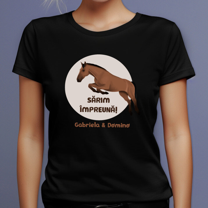 Sărim împreună - Tricou negru pentru femei